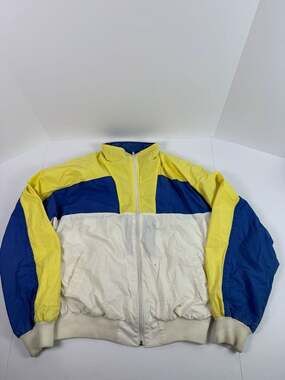 Vintage Norsport Colorblock Windbreaker Jacket, Yellow Blue White, Size M